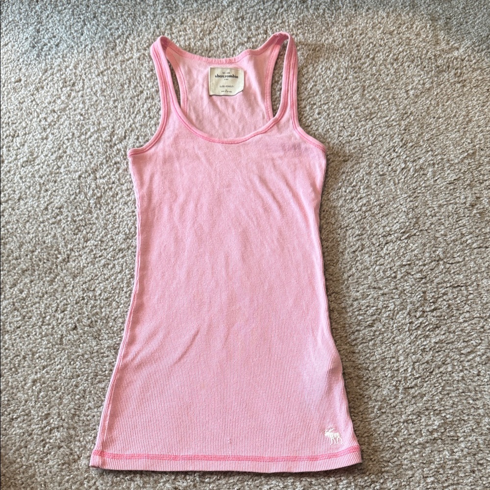 Abercrombie Kids: Baby Pink Color Razor Back Style Ribbed Tank Top Size LG